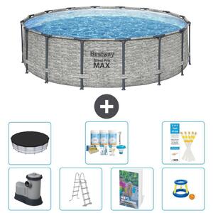 Bestway Steel Pro MAX, piscina in acciaio, forma rotonda, dimensioni 488x122 cm, composta da 6 parti, modello S548