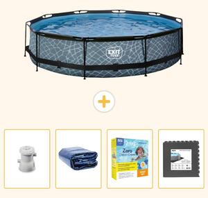 Piscina fuori terra - Design effetto pietra - 360x76 cm - 5 pezzi - SCB24