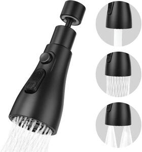 Rubinetto da cucina G1/2 - Rotazione a 360 gradi - 3 posizioni - Risparmio idrico - Flessibile - Rubinetto rosso - Estensibile - Nero
