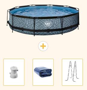 Piscina fuori terra - Design effetto pietra - 360x76 cm - 4 pezzi - SCB95