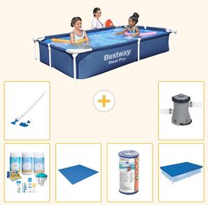 Bestway Steel Pro, piscina rettangolare - 221x150x43 cm - 7 pezzi - Modello S21516
