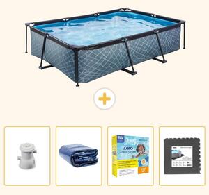 Piscina fuori terra rettangolare - aspetto pietra - 300x200x65 cm - 5 pezzi - SCB68