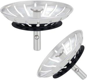 2 tappi di scarico - acciaio inossidabile - 78 mm - tappi di scarico per lavelli - universali - regolabili in altezza - per residui di frutta e verdura