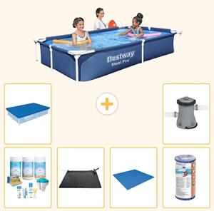 Bestway Steel Pro, piscina rettangolare - 221x150x43 cm - 7 pezzi - Modello S21514