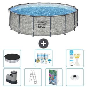 Bestway Steel Pro MAX, piscina in acciaio, forma rotonda, dimensioni 488x122 cm, composta da 6 parti, modello S576