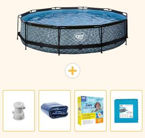 Piscina fuori terra - Design pietra - 360x76 cm - 5 pezzi - SCB23