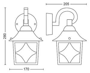 Philips 1747742PN - Applique da esterno CAMBRIDGE 1xE27/60W/230V IP44