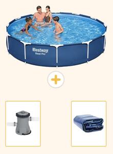 Bestway Steel Pro, piscina in acciaio, forma rotonda - 366x76 cm - composta da 3 parti, modello S22308