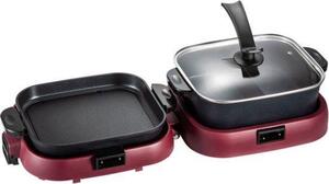 Griglia elettrica 2 in 1 e pentola per zuppe da 2100 W, dimensioni 70x29x25,5 cm, struttura interna, realizzata in alluminio pressofuso