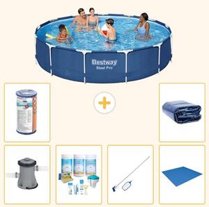 Bestway Steel Pro, piscina in acciaio, rotonda - 396x84 cm - composta da 7 elementi, modello S21619
