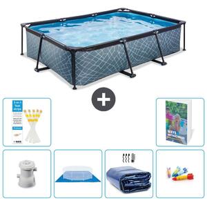 Piscina fuori terra rettangolare - aspetto pietra - 300x200x65 cm - composta da 5 elementi - modello S220