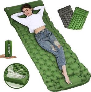 Materasso gonfiabile automatico - ideale per il campeggio e l'escursionismo - 1 pezzo - verde e grigio