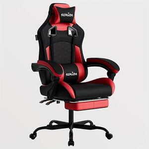Sedia da gaming ergonomica con poggiapiedi e rivestimento in ecopelle, adatta a un peso massimo di 150 kg