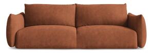 Divano color terracotta allungabile con rivestimento in ciniglia 230 cm Leila – Makamii