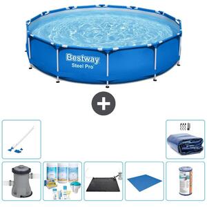 Piscina gonfiabile Bestway Steel Pro, rotonda, dimensioni 366x76 cm, composta da 8 elementi, modello S21601