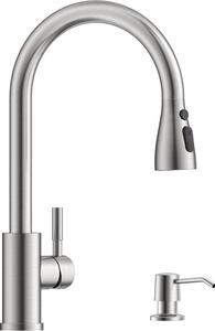 Rubinetto da cucina in acciaio inossidabile con dispenser di sapone, 3 tipi di getto, monocomando
