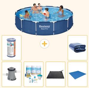 Bestway Steel Pro, piscina in acciaio, forma rotonda - 396x84 cm - composta da 7 elementi, modello S21618
