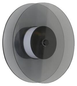 Applique LED CASY con dischi fumé, nera, 6 W, luce regolabile (calda / fredda / neutra), 895 lm, vetro, dimensioni: 20x20x7,8 cm, IP20, Light Prestige
