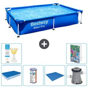 Bestway Steel Pro, piscina rettangolare - 221x150x43 cm - composta da 5 parti, modello S167