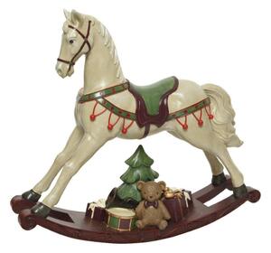 Figura natalizia multicolore e bianco Cavallo dondolo in resina L 14 x P 55.5 x H 48 cm