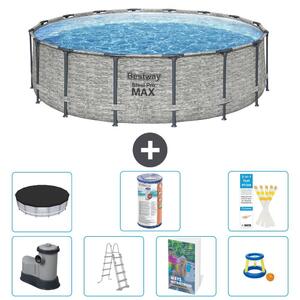 Bestway Steel Pro MAX, piscina in acciaio, forma rotonda, dimensioni 488x122 cm, composta da 6 parti, modello S541