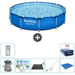 Piscina gonfiabile Bestway Steel Pro, rotonda, dimensioni 366x76 cm, composta da 8 elementi, modello S21600