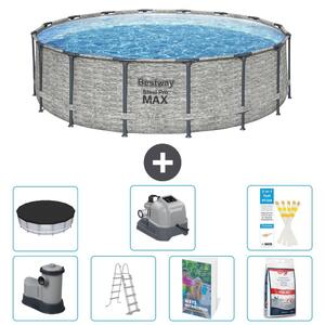 Bestway Steel Pro MAX, piscina in acciaio, forma rotonda, dimensioni 488x122 cm, composta da 6 parti, modello S649
