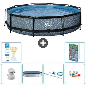 Piscina fuori terra - Design effetto pietra - 360x76 cm - 5 pezzi - Modello S299