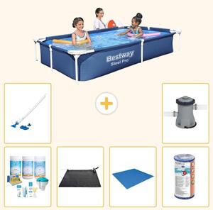 Bestway Steel Pro, piscina rettangolare - 221x150x43 cm - 7 pezzi - Modello S22062