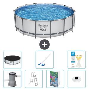 Bestway Steel Pro MAX, piscina in acciaio, forma rotonda, dimensioni 488x122 cm, composta da 6 parti, modello S552