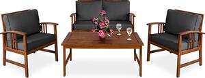 Casaria Salotto da Giardino Atlas 4 Pz. Acacia Certificato FSC® Mobili da Esterno Lounge Antracite