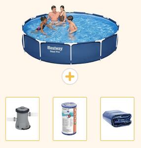 Bestway Steel Pro, piscina in acciaio, forma rotonda - 366x76 cm - composta da 4 parti, modello S22309