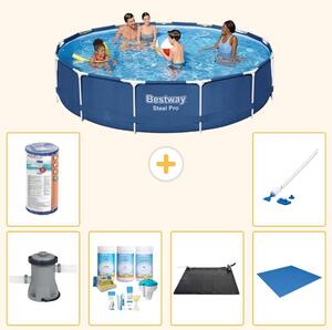 Bestway Steel Pro, piscina in acciaio, rotonda - 396x84 cm - composta da 7 elementi, modello S22110