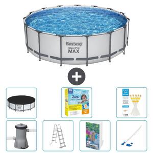 Bestway Steel Pro MAX, piscina in acciaio, forma rotonda, dimensioni 488x122 cm, composta da 6 parti, modello S544