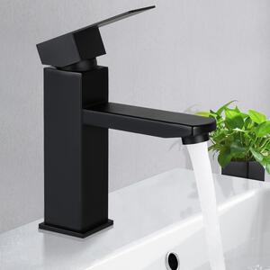 Rubinetto da bagno Nero Miscelatore per lavabo Rubinetto per lavabo quadrato per bagno Miscelatore per lavabo in acciaio inox Miscelatore monocomando Rubinetto da bagno