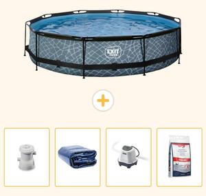 Piscina fuori terra - Design pietra - 360x76 cm - 5 pezzi - Modello SCB56