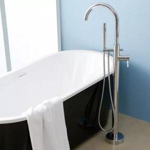 Rubinetto per vasca da bagno - Montaggio a pavimento - Due modalità di funzionamento - Bocca girevole a 360° - Superficie zincata - Nucleo della valvola in ottone - Corpo in lega di zinco
