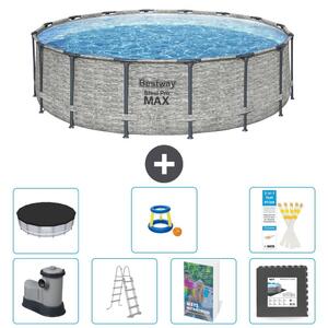 Bestway Steel Pro MAX, piscina in acciaio, forma rotonda, dimensioni 488x122 cm, composta da 6 parti, modello S525