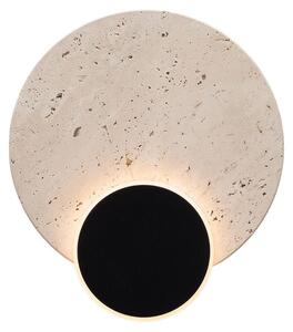 Applique LED decorativa in pietra TRAVERTINO nero-beige 10W luce calda 405 lm, pietra dim.: 20,5x20,5x6 cm IP20 Maxlight