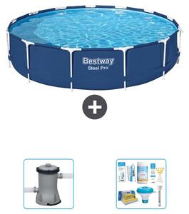 Bestway Steel Pro, piscina in acciaio, forma rotonda - 396x84 cm - composta da 3 parti, modello S22314