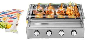 Barbecue a gas, acciaio inox, dimensioni 558 mm x 232 mm, valvola di bassa pressione, tipo di gas GPL, modello GB-04