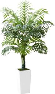 Palma areca artificiale, 1,52 m, pianta tropicale in seta in un alto vaso bianco, albero artificiale decorativo per verande, soggiorni, terrazze, case, uffici