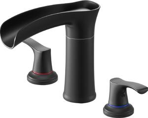 Miscelatore per vasca da bagno - Rubinetto a 3 fori per vasca da bagno - Due maniglie - Bocca corta - Lega di zinco - Da incasso - Nero