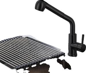Miscelatore da cucina estraibile, design contemporaneo, comando a doppia maniglia, 04001black