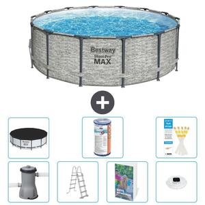 Bestway Steel Pro MAX, piscina in acciaio, forma rotonda, dimensioni 427x122 cm, composta da 6 parti, modello S622