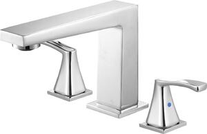 Miscelatore per vasca da bagno - Set di rubinetti a 3 fori per vasca da bagno - 2 maniglie - acciaio inox - da incasso - argento
