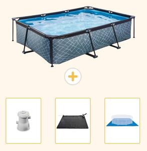 Piscina fuori terra rettangolare - aspetto pietra - 300x200x65 cm - composta da 4 elementi - SCB79