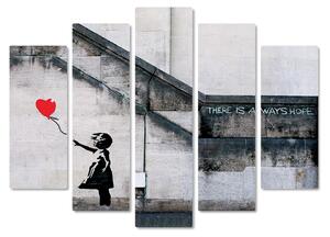 Banksy - Bimba palloncino rosso - 140L x 100l cm - Legno Mdf