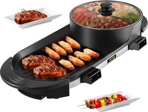 Barbecue elettrico 2 in 1, portatile, senza fumo, resistente
