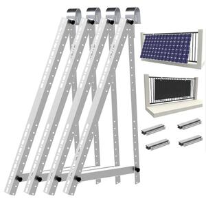 Staffa per pannelli solari 114 cm - staffa da balcone con gancio rotondo per moduli fotovoltaici, montaggio regolabile da 0 a 90° sulla ringhiera